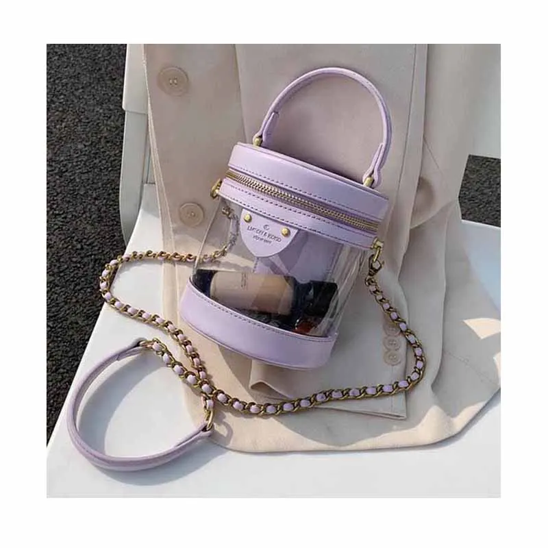 

2021 Latest Clear PVC Women Hand Bag Fashion Unique Candy Color Jelly Tote Bucket Bag Young Girls INS Style Cute Mini Handbag