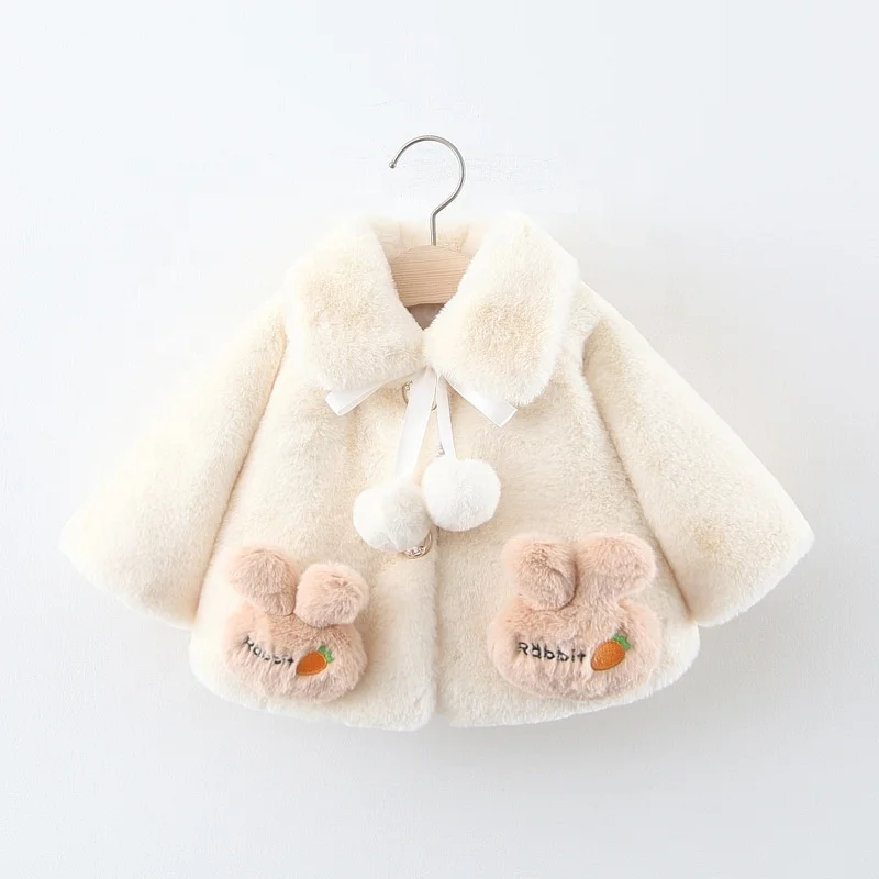 

B51580A Baby girls fashion soft cartoon decoration nice fur cape coat, Red/purple/white/pink