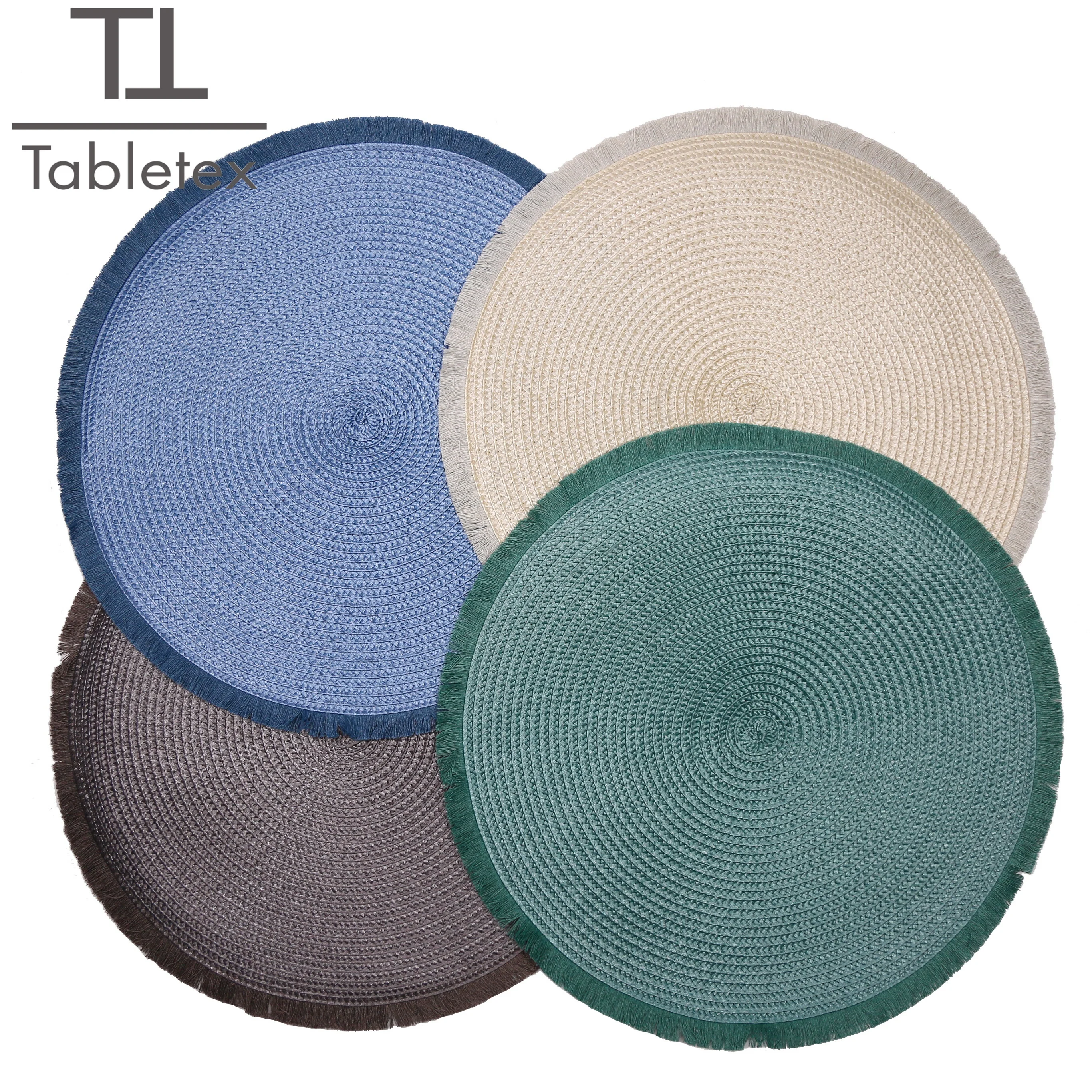 

Tabletex PP Round Woven Placemat European Minimalist Insulation Pad Western Food Mat with tassel Custom Non-slip Table Mat, Any