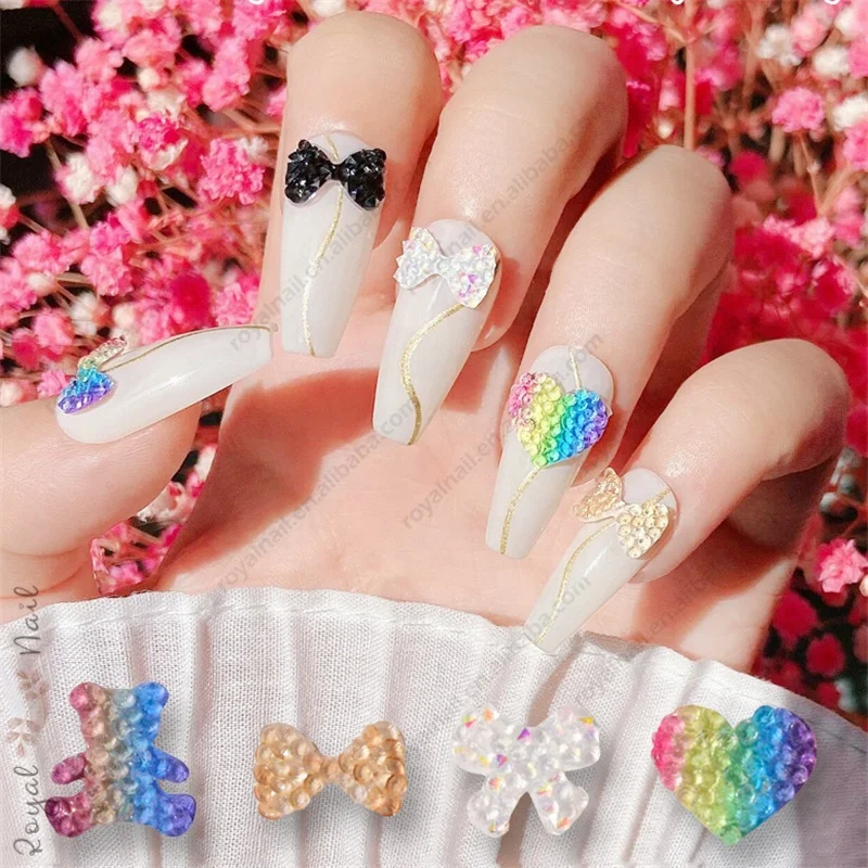 

3D Sugar Rhinstone Soft Base Bowknot Bear Heart Nail Art Decoration Accessories