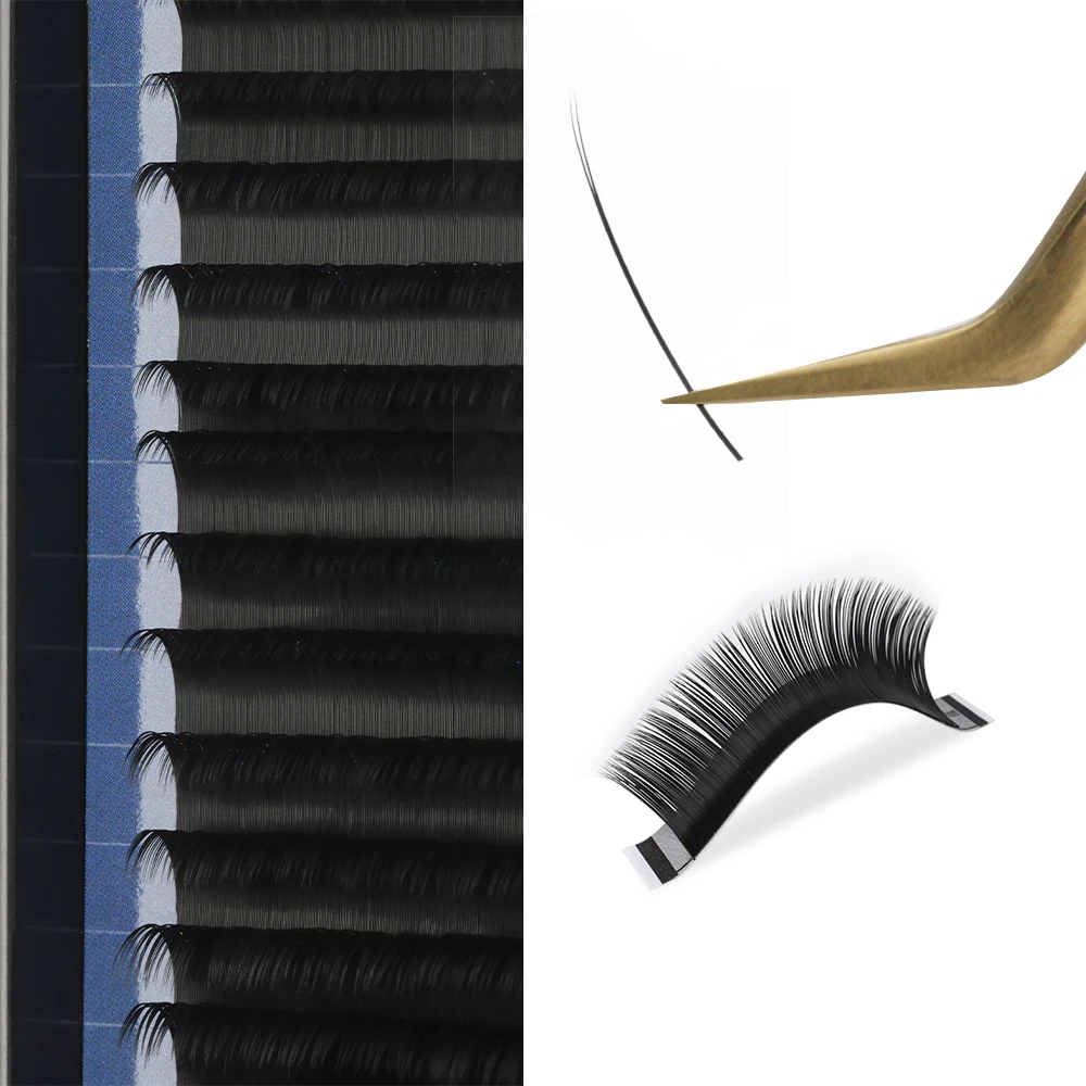

Custom Logo 0.05 Eyelash Extension Bulk Silk Ellipse Lash Synthetic Flat Lashes Extensions, Black