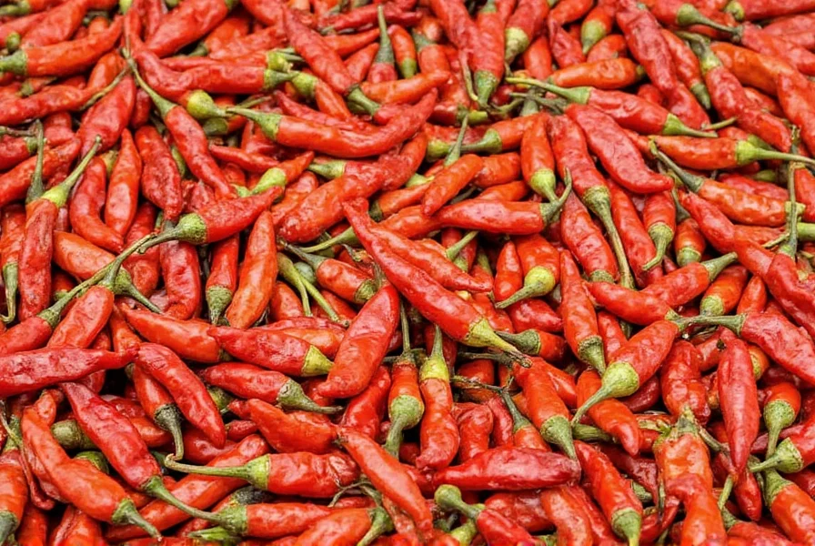 Dried chiles on a table