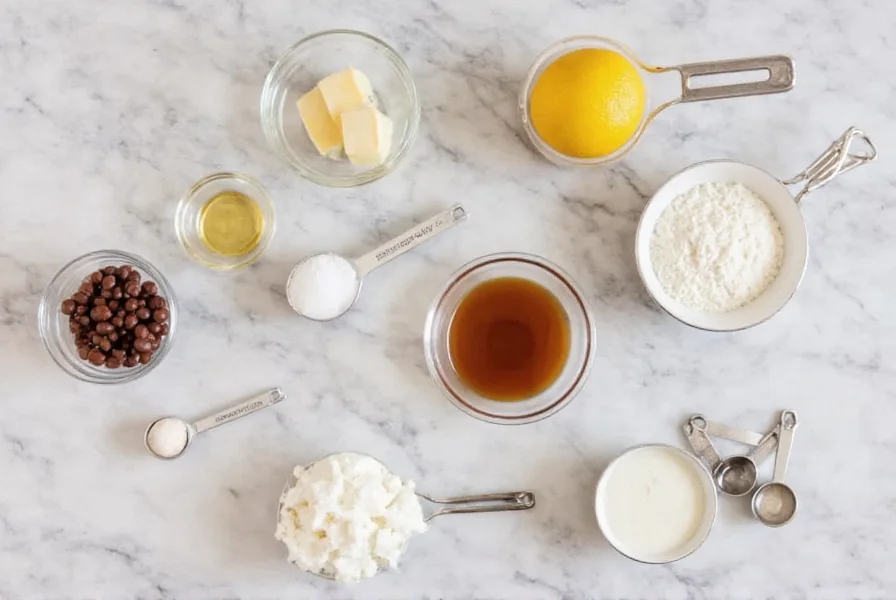 Homemade cinnamon roll creamer ingredients arranged on kitchen counter with measuring spoons