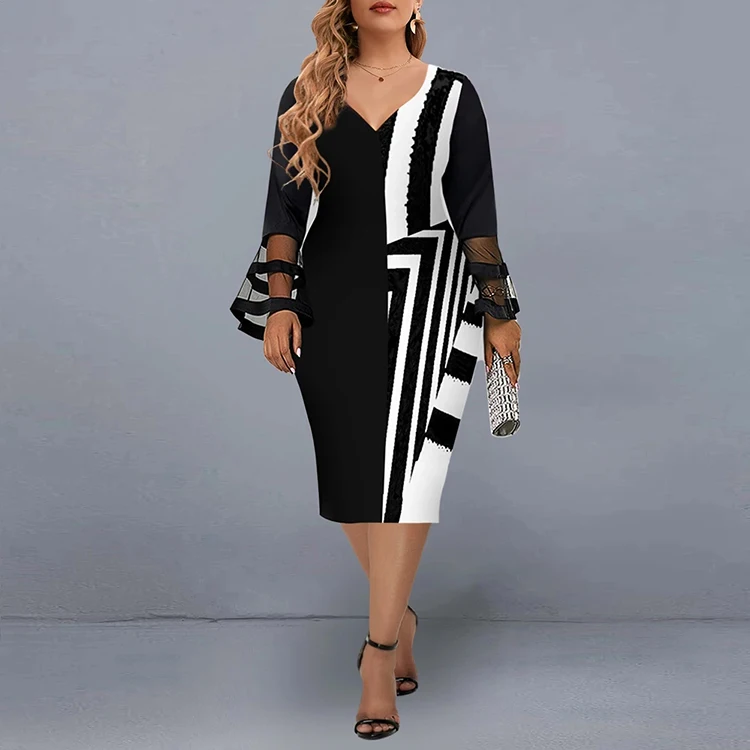 

5xl Wholesale Factory Vestido De Talla Grande Summer Casual Elegant Party Plus Size Women's Dresses For Plus Size Clothing 2022