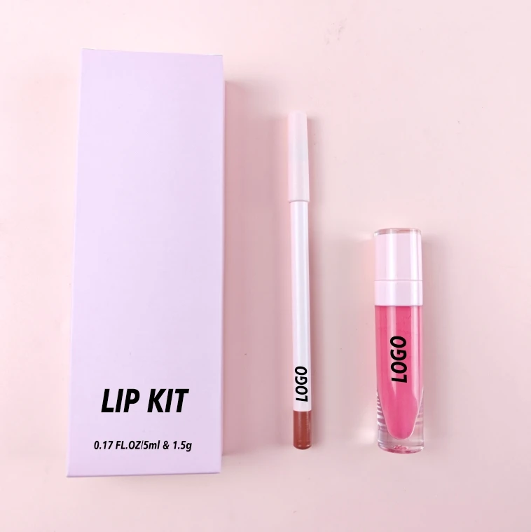 

Hot sale waterproof long lasting makeup private label lip gloss lipliner set