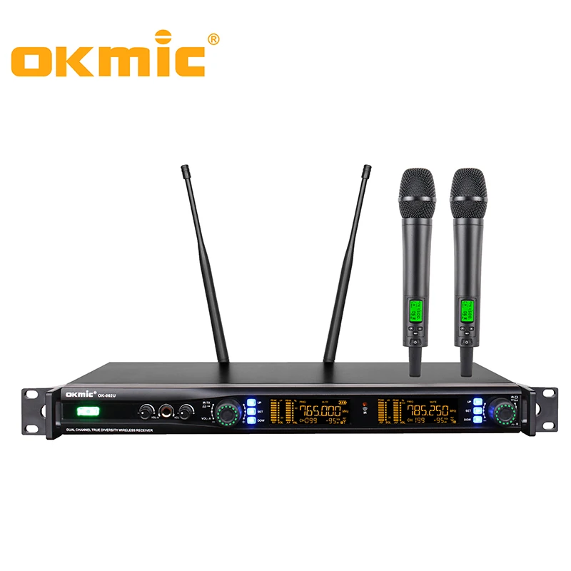 

OKMIC High Quality Professional Dual Channels Wireless Microphone for Stage Performance