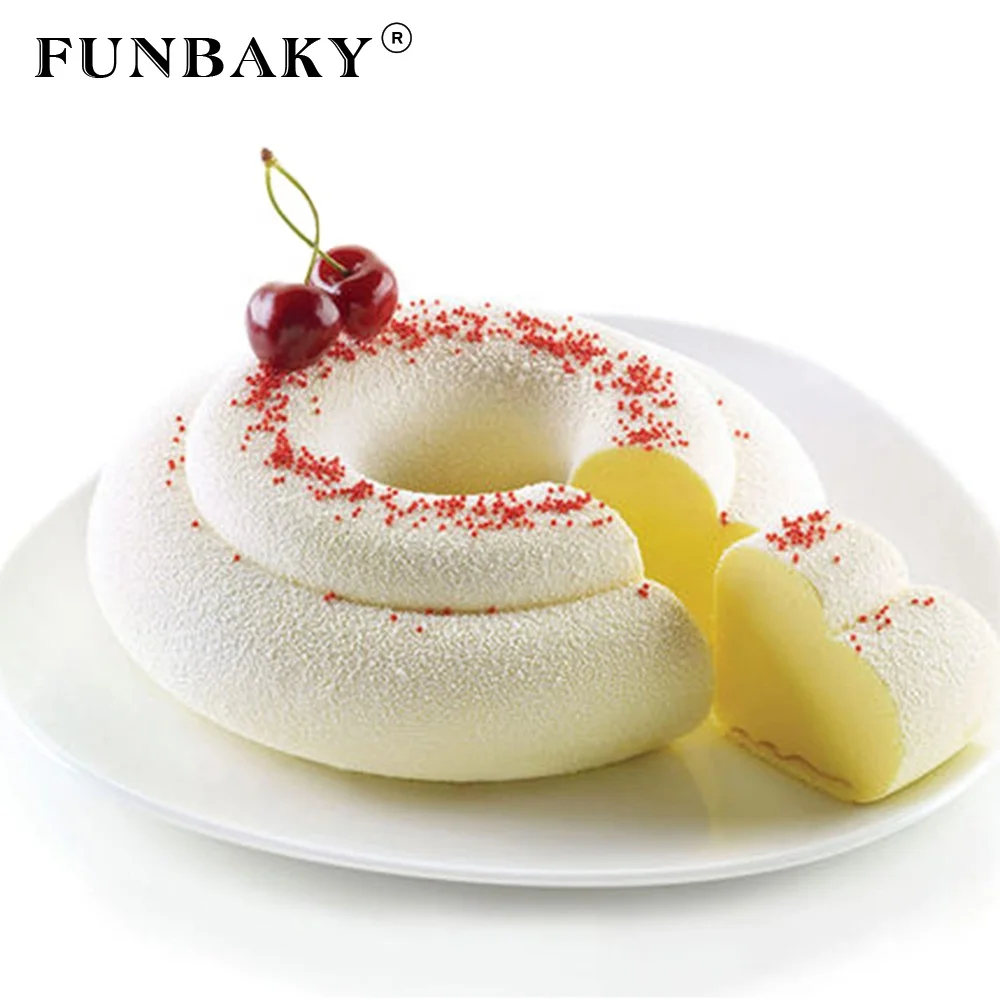 

FUNBAKY Baking tools mousse cake silicone mold round shape 3 D large size cake mold heat resistant baking kits, Customized color