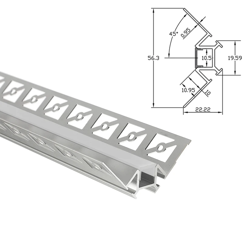 Recessed Inner Corner  Mounting Led Aluminum Profile Plaster Recessed Led Profile For Inside Corner