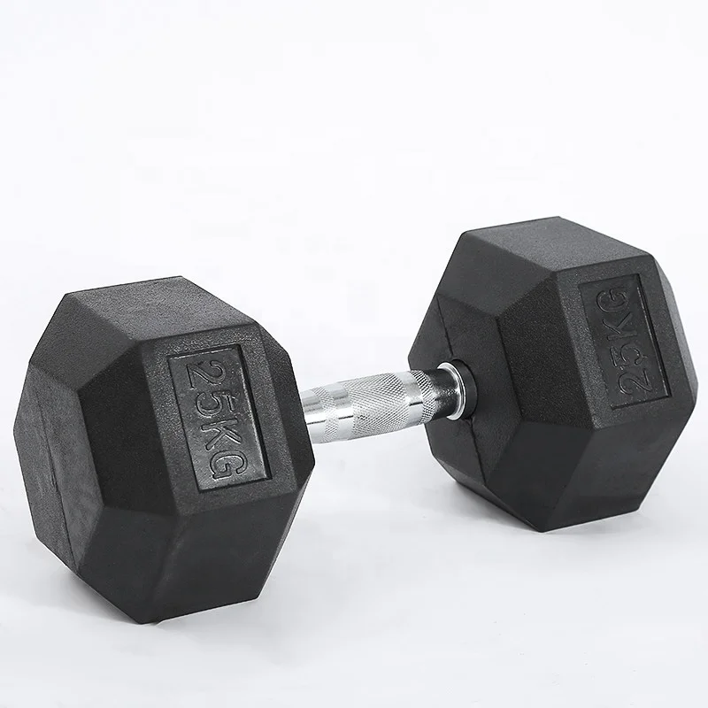 

Shen Zhen Gym Equipment Free Weights Fitness Dumbbells Mancuernas Rubber Coated Hex Dumbbells, Black