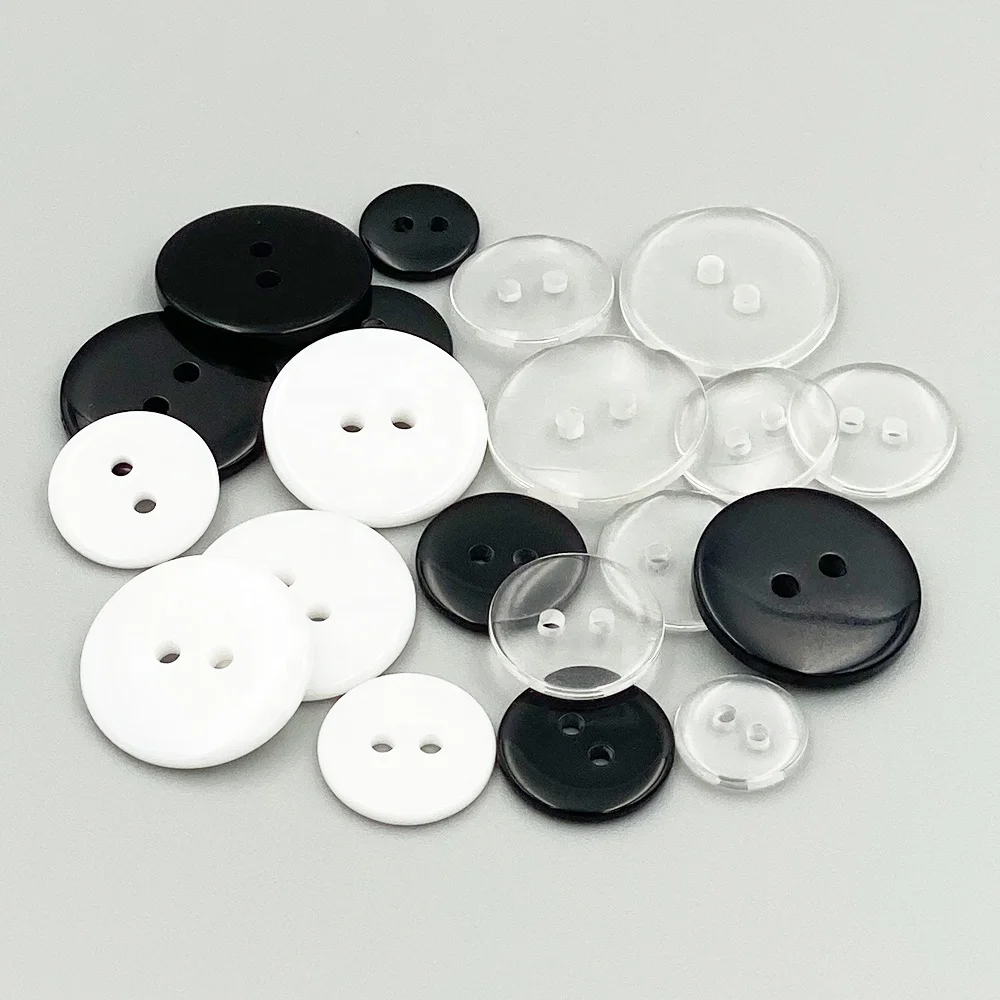 

Round Button Sew Bread Shape 2 Holes Clear Transparent Plastic Resin Shirt Button, Customized