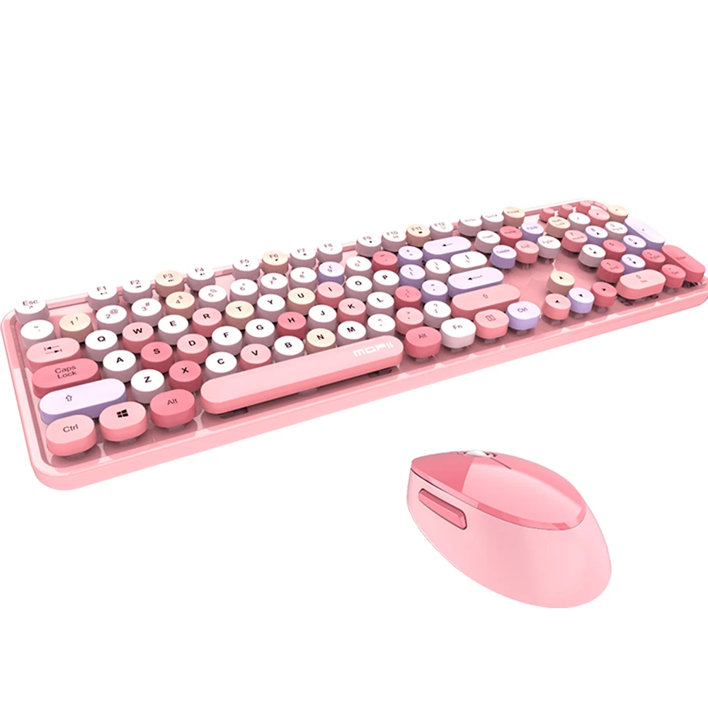 

Hot factory direct ultra-thin Wireless home office Pink Keyboard and mouse set Multi-device Ultra-thin Office Keyboard, Pink, red, blue, green