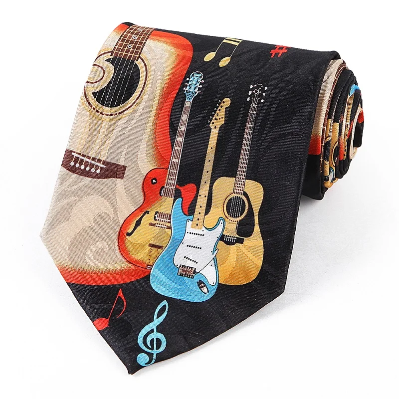 

wholesale suppliers New Designer Men Boys Musical Notes guitar Printed Necktie Super Fun Theme Ties