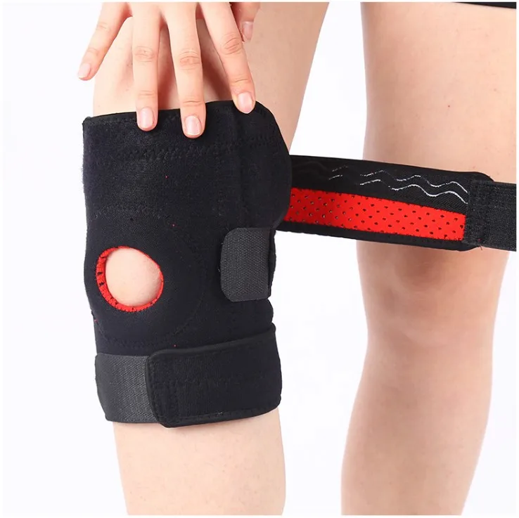 

sleeve compression pain relief adjustable brace wrap knee supports Fitness outdoor sports knee protector, Black