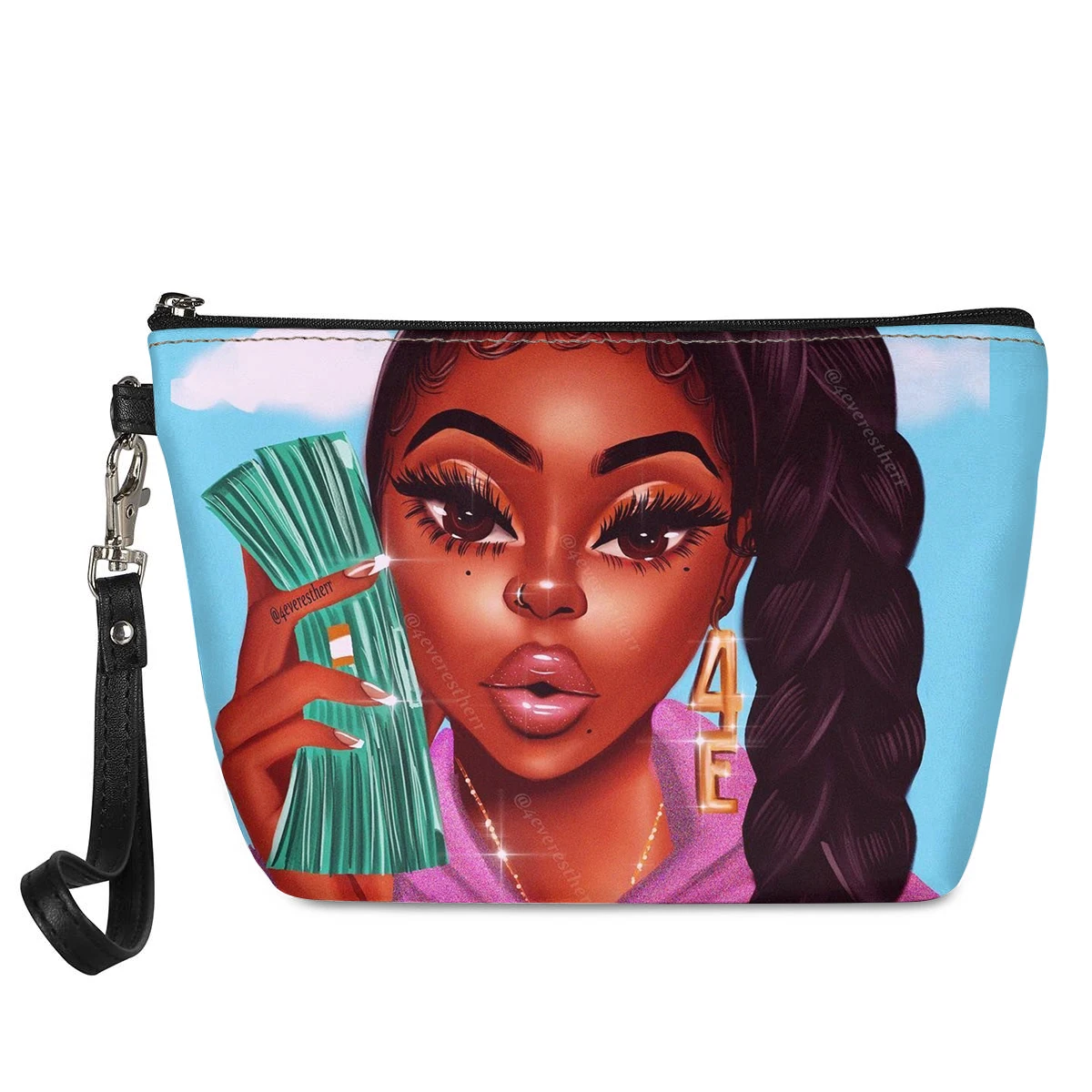 

Portable Make Up Bags for Women Black Art Melanin Poppin Prints Cosmetic Cases Ladies Toiletries Organizers Bags Makeup Pouch, Picture color