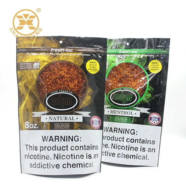 Golden Tobacco Leaf Pouch 50g Smell Proof Hand Rolling Tobacco Pack