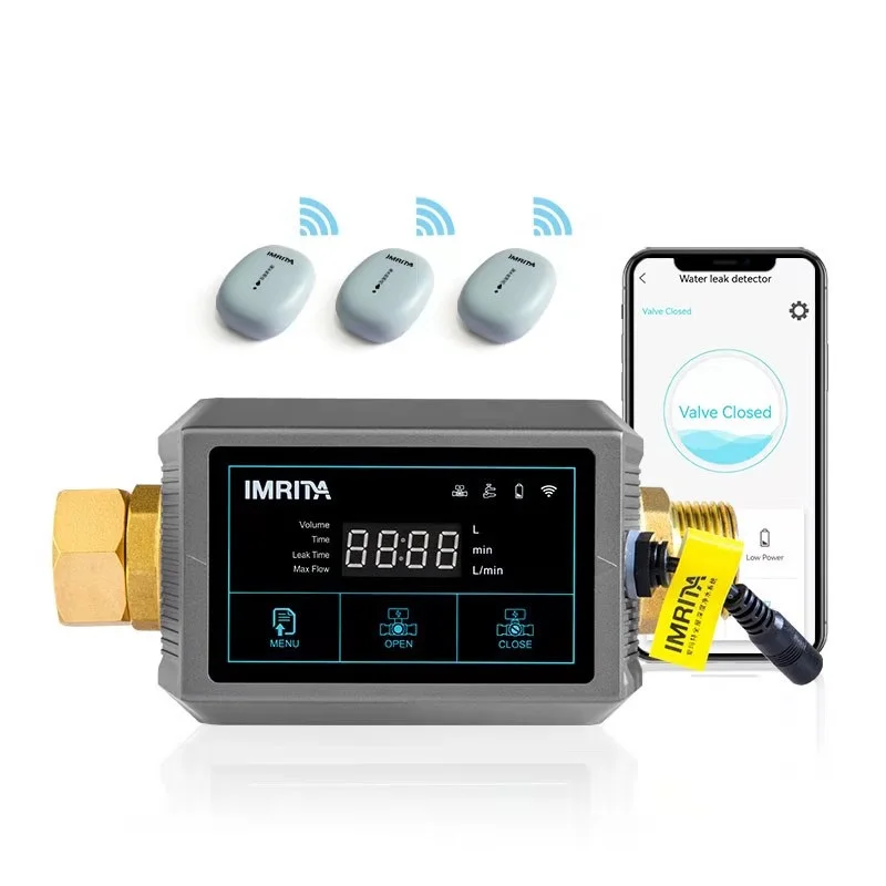

IMRITA Smart Wifi Wireless Pipe Auto Shut Off Water Leak Detect Alarm Sensor Detector de fuga de agua For Home