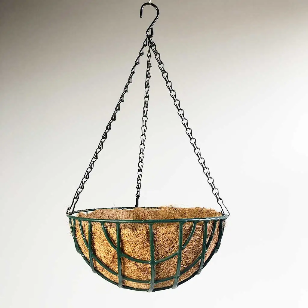 

Hot Sale Products Round Hanging Flower Pots Balcony Coco Coir Liner Metal Hanging Basket Pots Planters Hanging Pots, Picture
