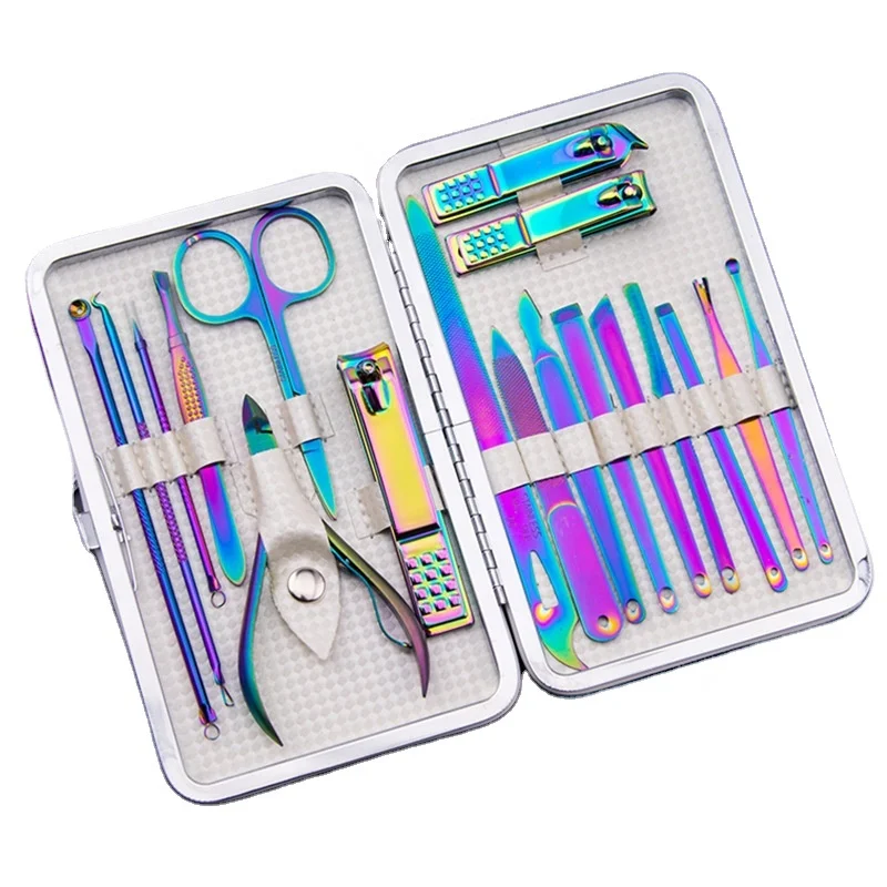 

Manicure Set 18pcs Portable Nail Art Clipper Set For Pedicure and Beauty Care With Nail Cutter Scissor Plier Dead Skin Remover