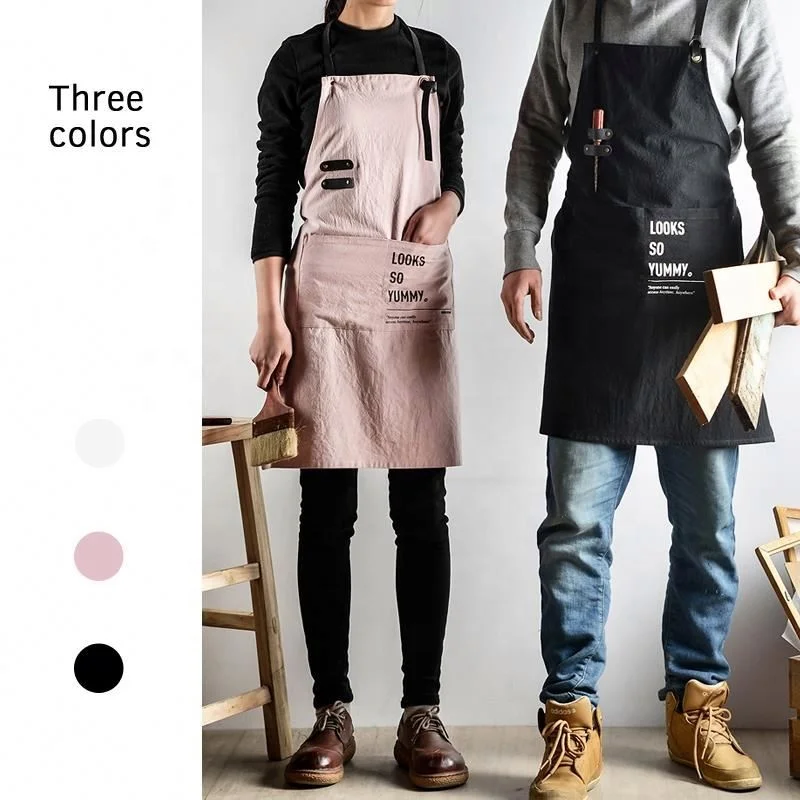 

Washable and thicken cotton and linen adult painting tool apron, Black ,pink ,white