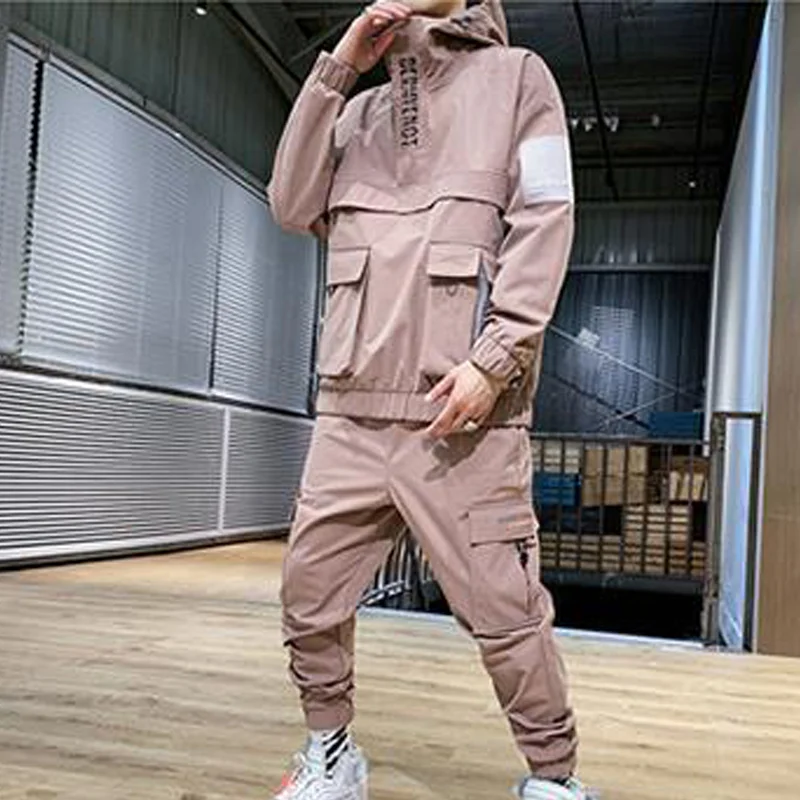 

Hot Custom Hip Hop Men's Handsome Baggy Jacket Track Suits Cool Loose Work Jacket Suits For Men, Any color as your request