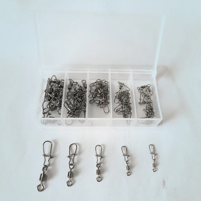 50 Luya American-style Reinforced Pins Suit Quick Swivel Eight-ring Linker Fishing Gear Fishing Accessories Set Box