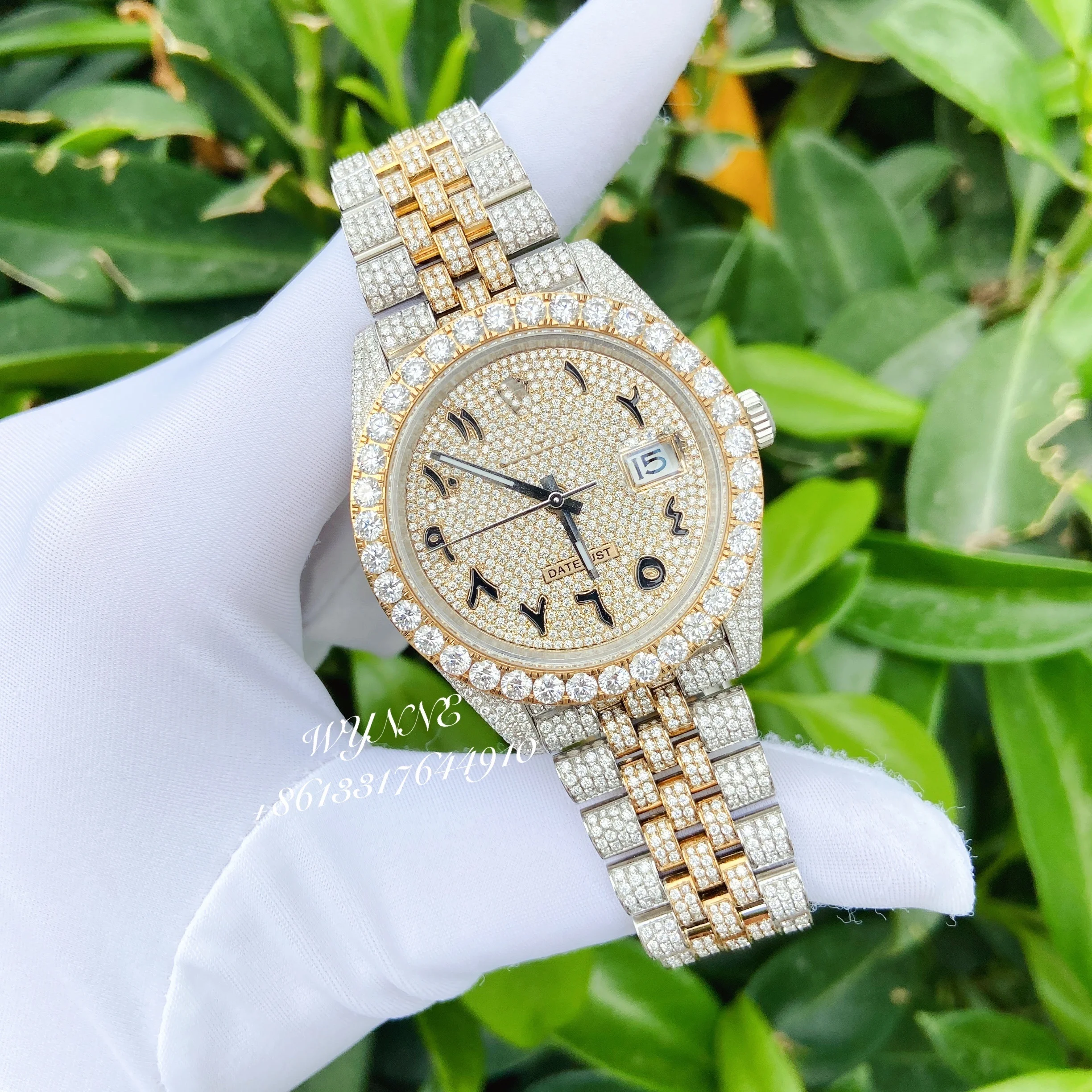 

DATE JUST 41MM Hand Honeycomb Setting Waterproof Buss Down Iced Out Moissanite Watch