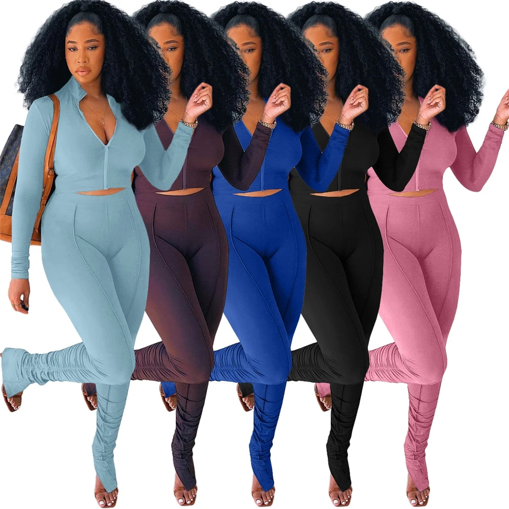 

EB-20081803 Women 2 Piece Pant Set Clothing Biker Shorts Outfits Wholesale Custom Sweat Suit Jogging 2 Piece Pant Set Outfits