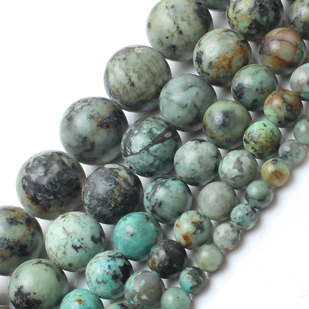 

4-12MM Natural Smooth African Turquoises Stone Round Beads for Jewelry Making Diy Bracelet Necklace