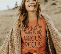 

Its just a bunch of hocus pocus Women Halloween Letter Tank Top Short Sleeve Autumn Tee Shirts