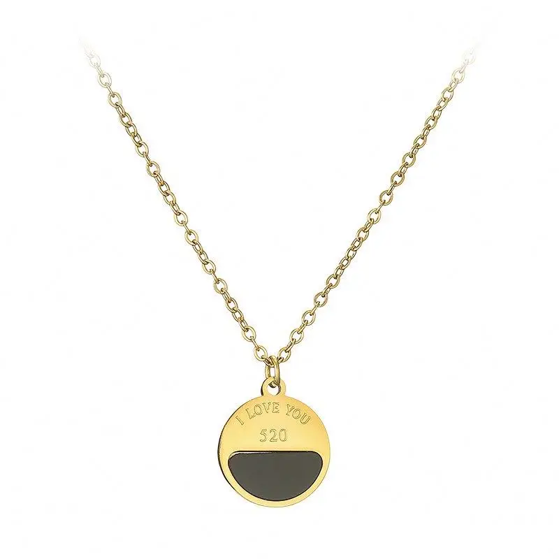 

Stainless Steel Jewelry Fashion Engraved Round Pendant Necklace For Women