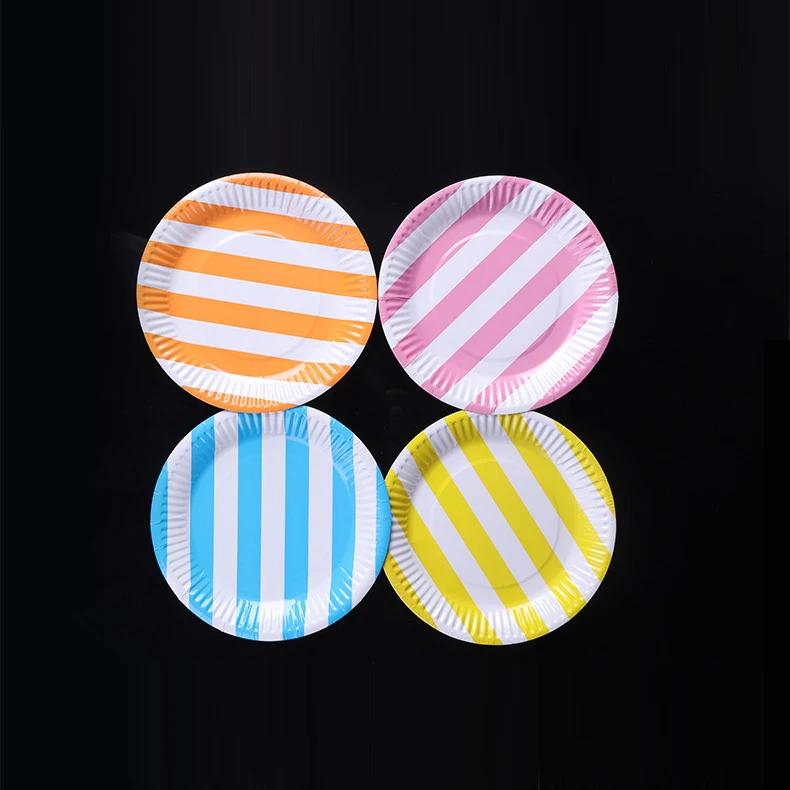 

Fashion party used round shaped 9" paper cake food plate for children, 6 colors