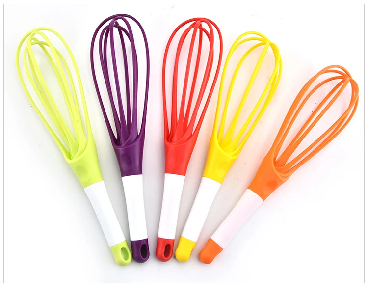 

Whisk Bake Tool Agitator Silicone Eco-friendly Foamer Wisk Rotary Manual Beater Mixer Mini Plastic Kitchen, As photo