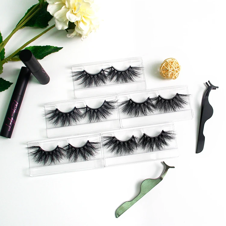 

new design wholesale privare label fluffy 20mm 25mm 27mm natural long real 3d mink eyelash vendor with custom logo and package