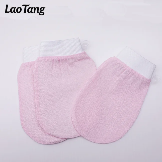 

2021 Most Popular Personal Care Product 100% Viscose Pink Color Body Exfoliating Gloves Ready To Ship Kessa Mitts