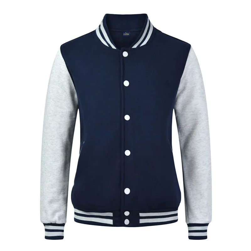

2022 amazon hot product wholesale custom 550g 100% cotton breasted loose fleece outdoor sports mens baseball bomber jacket, Customized color