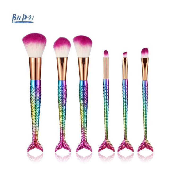 

Fashion Beauty Tools 6pcs Rainbow Makeup Brushes Blush Foundation Brushes