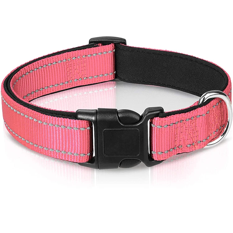 

Pet Essentials 22 Colors Classic Dog Collar French Pink Mediu Neck 14.5"-20" Nylon Collars for Dogs, Customized color