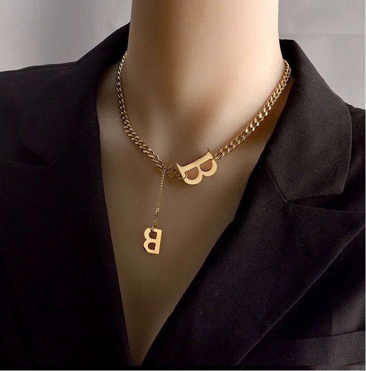 

Newest Design Letter B Necklace Dangle Stainless Steel Necklace