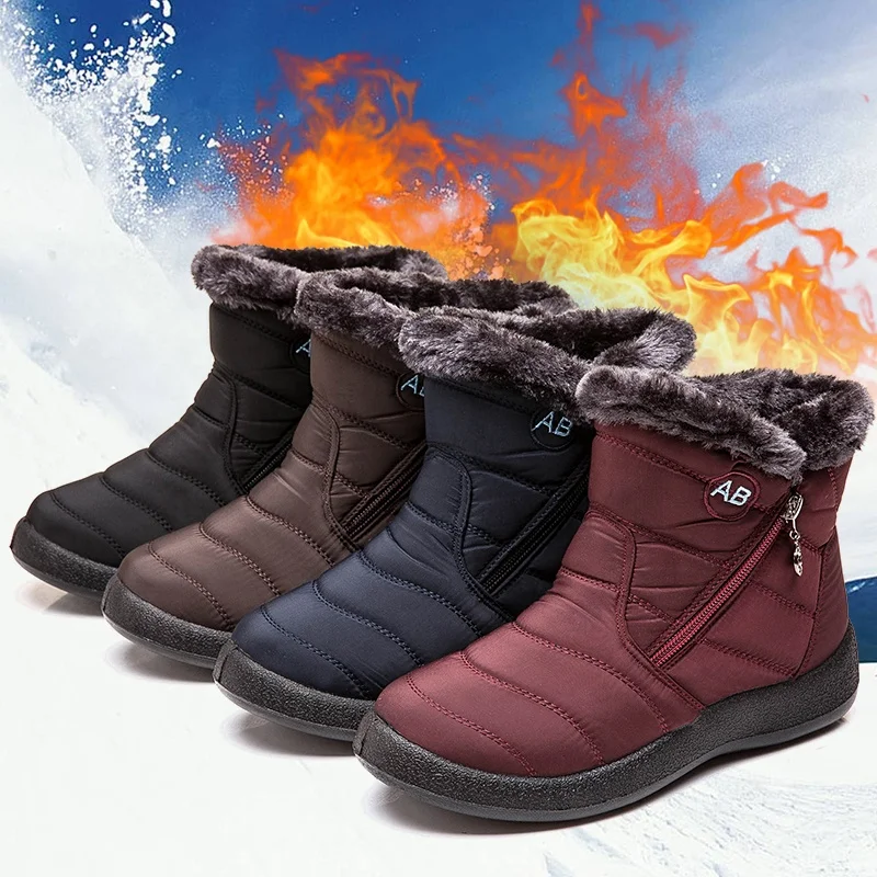 

Winter Snow boots women shoes Fur Lined Warm Ankle Boots Slip On Waterproof Outdoor Booties Comfortable Shoes for Women