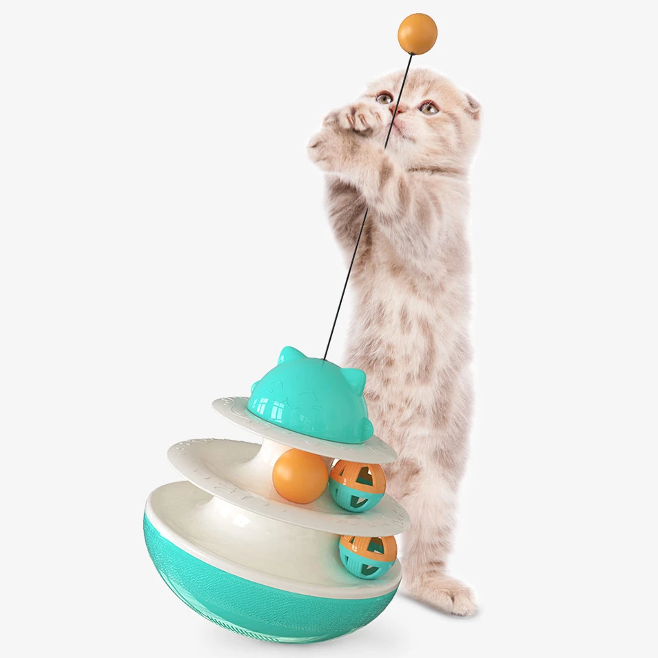 

2021 Plastic Slow Feeder Turntable Funny Cat Stick Tumbler Catnip Pet Toys for Cat