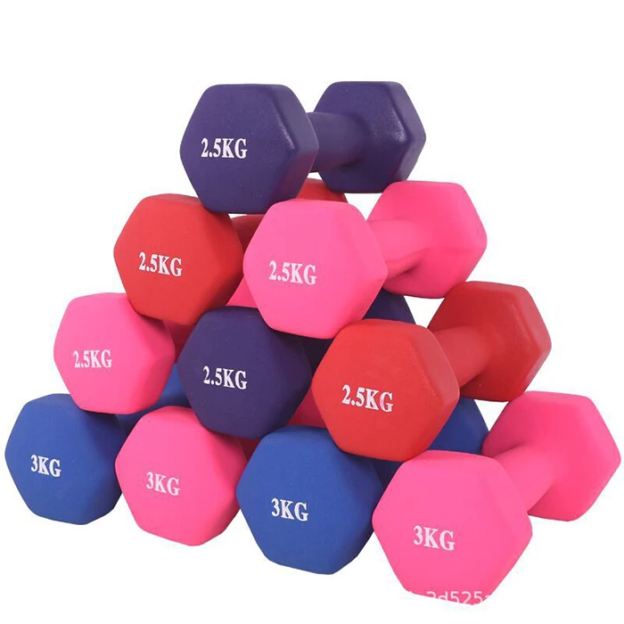 

Dumbbell set fitness equipment weights neoprene gym adjustable body build hex dumbbells, Blue,purple,pink,red