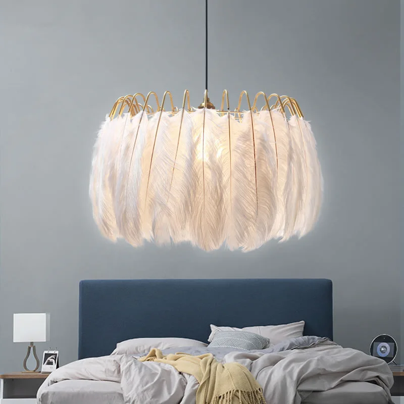 White feather pendant lighting kitchen lighting pendant hanging chandelier modern lamp led pendant lights