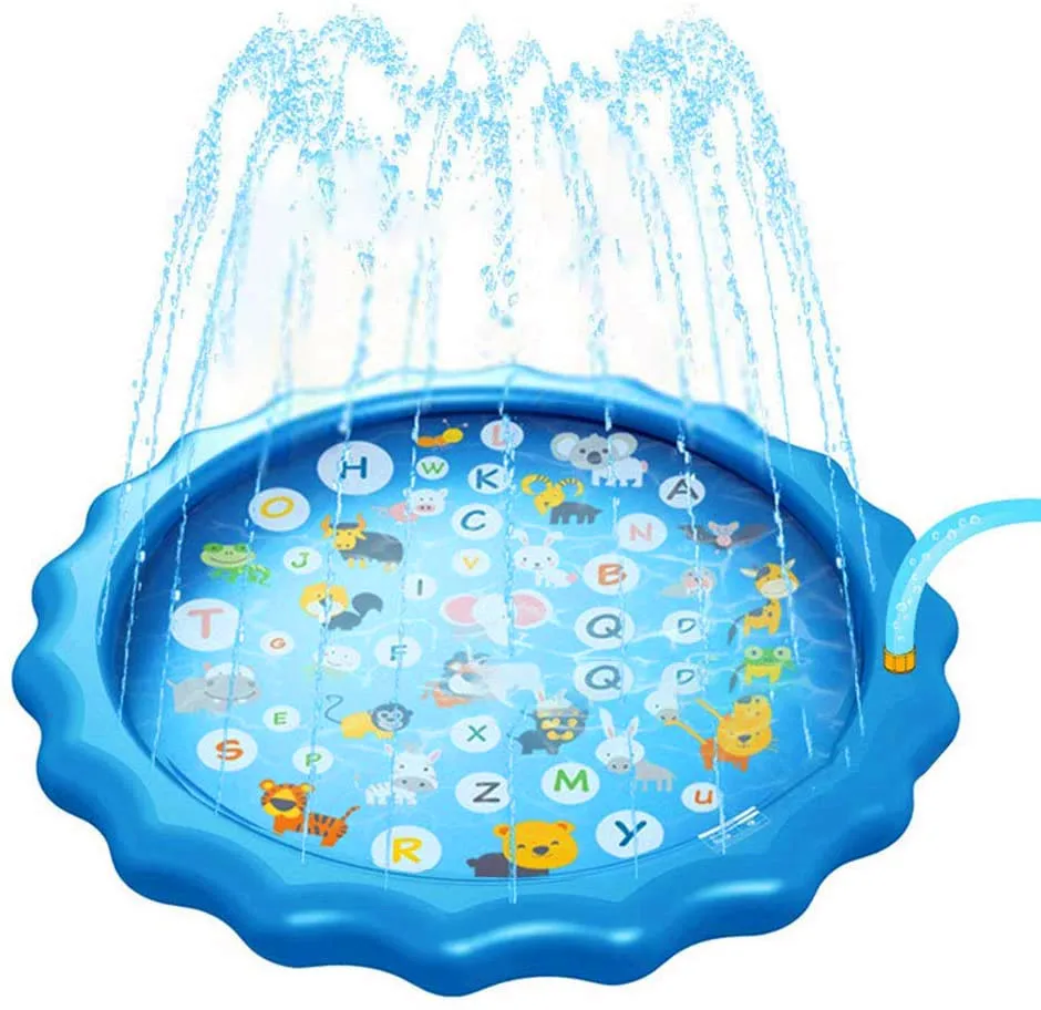 

Play Mat Enhanced PVC Splash Sprinkler Pad Summer Play Beach Yard Outdoor Kids Inflatable Water Park Swimming Pool, Blue