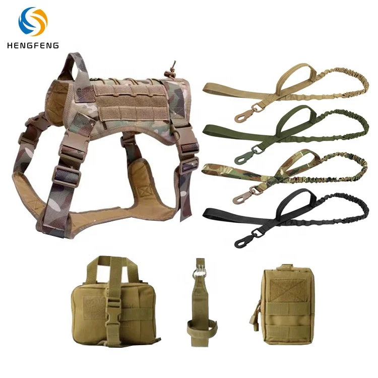 

Wholesale camouflage army green black combat Pet Harness Training Military Service In Tactical Vest Leash For Dogs, Picture show or custom color