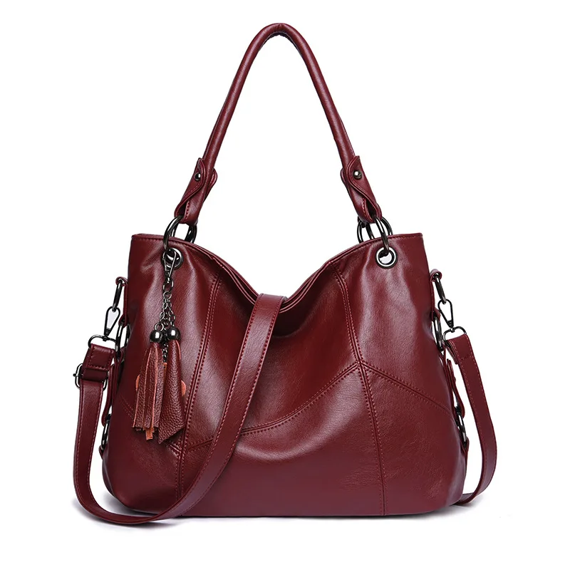 

Women Casual Tote Bag Female Handbag Small Shoulder Bag for Women Tote Ladies Vintage Genuine Leather Crossbody Bag Sac A Main, Burgundy, purple, blue, black