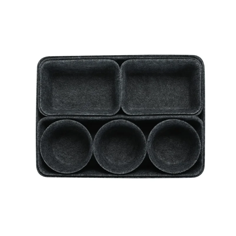 

Custom integrated 8 pieces of desktop debris storage box environmentally friendly felt storage box 4 colors available