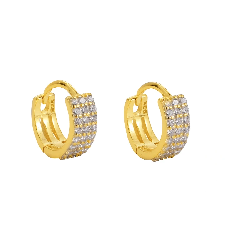 NEW Fashion Minimalist Earrings 925 Sterling Silver Diamond Hoop Earrings Gold Plated Small Zirconia Huggie Earrings for Women