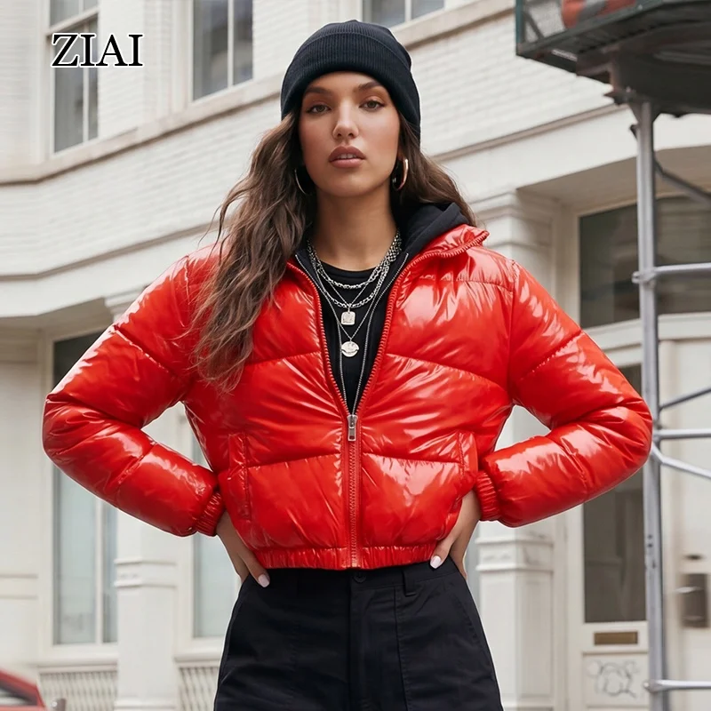 Best Selling Women Bubble Jacket Reflective Cropped Jacket Thick Puffer Padded Quilted Coat High Neck Puffer Jacket Coats