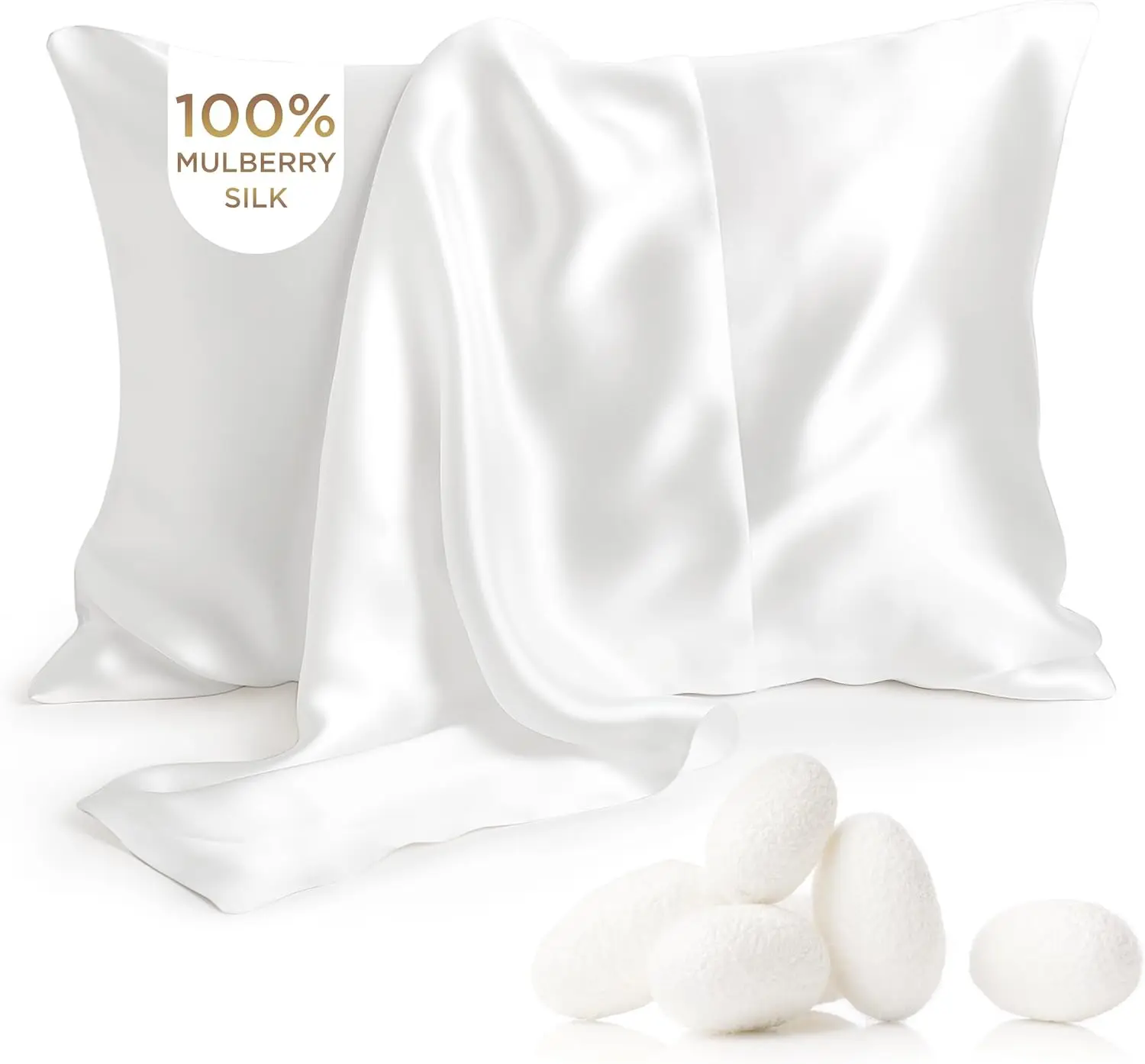 19MM Mulberry Silk Pillow Case With Zipper for Hair Standard/Queen Size 20x30 Inch Organic Real Silk Pillowslip