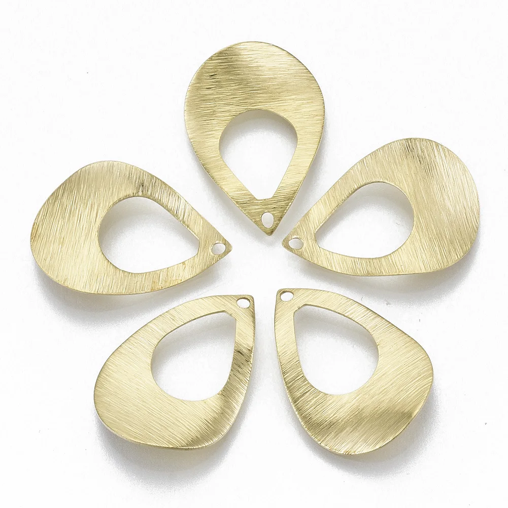 

Pandahall Teardrop Nickel Free Unplated Brass Pendants, Real 18k gold plated